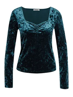 Petrol Blue Women's Velvet Top