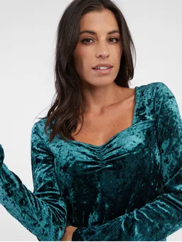 Petrol Blue Women's Velvet Top