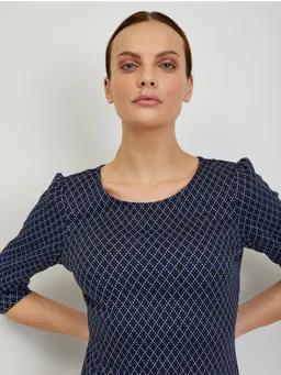 Dark Blue Patterned Women's T-Shirt