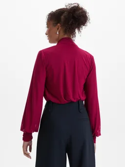Wine Red Women's Blouse with Rhinestones