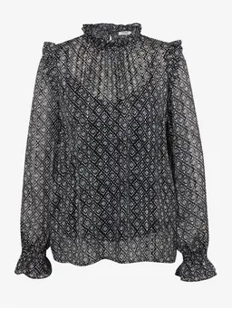 Black Patterned Women's Blouse