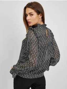 Black Patterned Women's Blouse