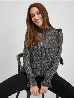 Black Patterned Women's Blouse