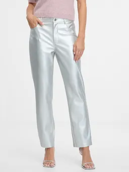 Silver Women's Straight-Fit Trousers