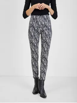 Women's Suede Trousers with Black and White Pattern