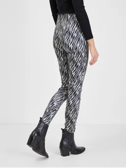 Women's Suede Trousers with Black and White Pattern