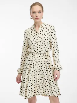 Women's Knee-Length Cream Shirt Dress