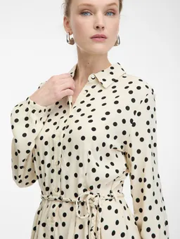 Women's Knee-Length Cream Shirt Dress