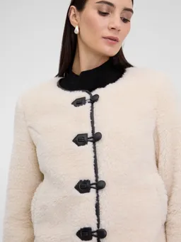 Women's Cream Faux Fur Jacket