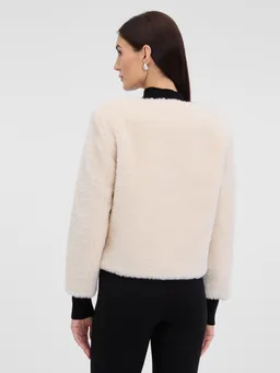 Women's Cream Faux Fur Jacket