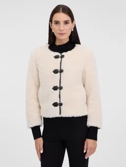 Women's Cream Faux Fur Jacket