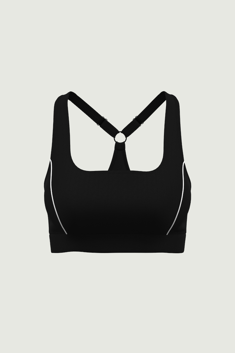 Black Solid All Day Square Neck Bra