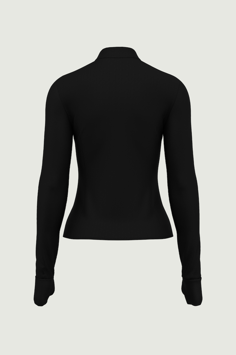 Black Solid Slim Fit Zip Jacket