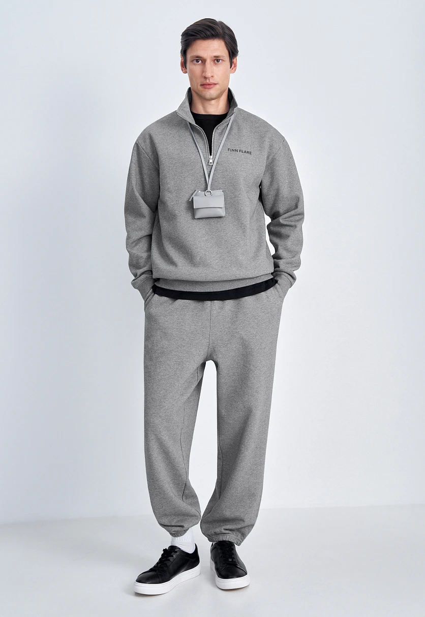 Zip-Up Stand Collar Sweatshirt