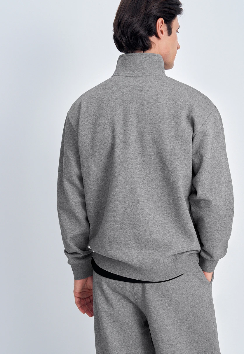 Zip-Up Stand Collar Sweatshirt
