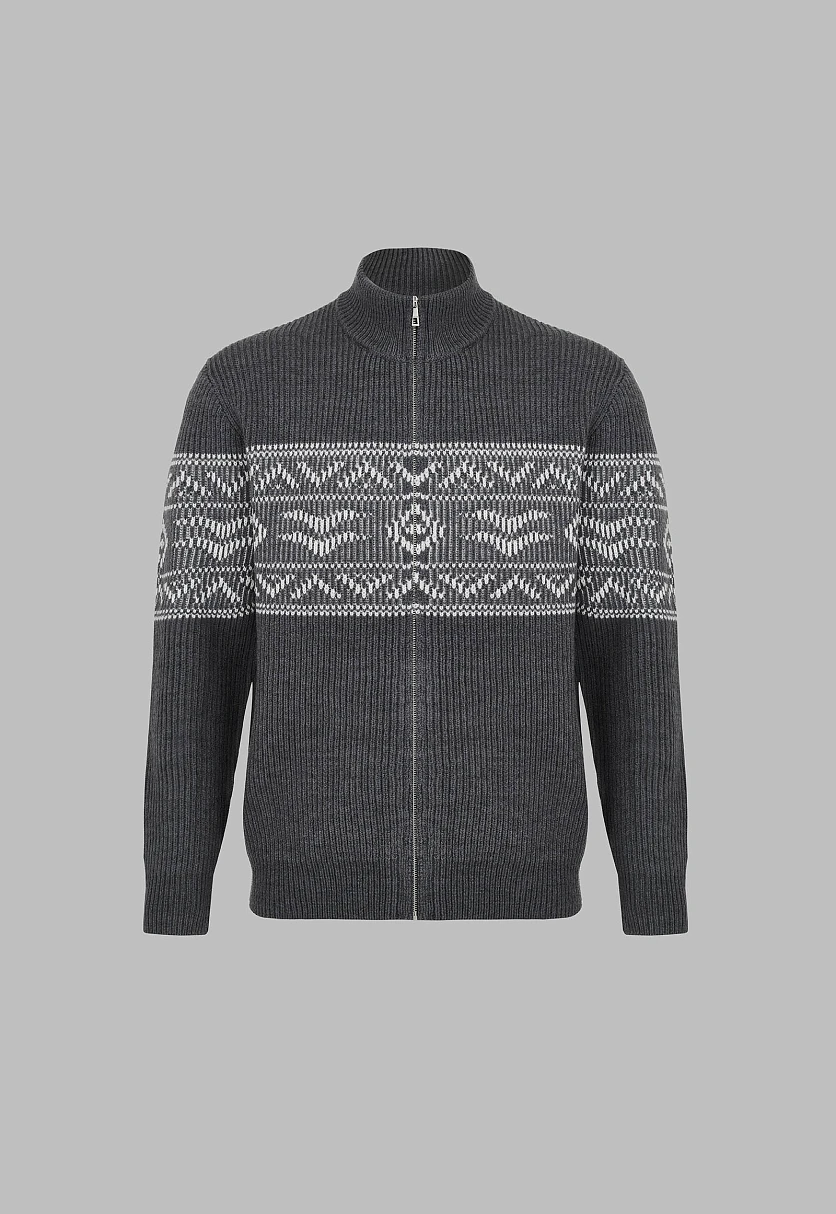 Wool Blend Zip-Up Cardigan