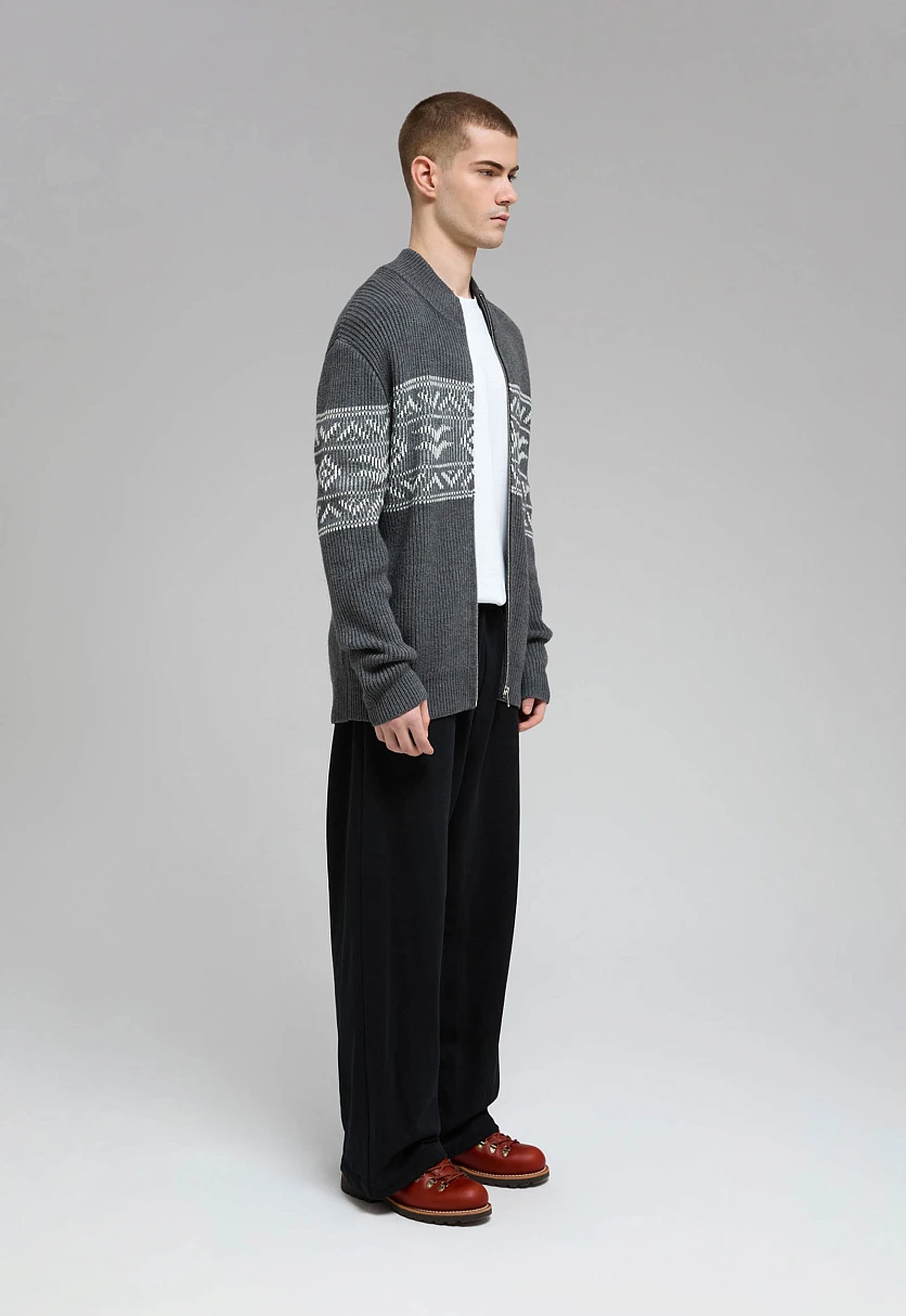 Wool Blend Zip-Up Cardigan