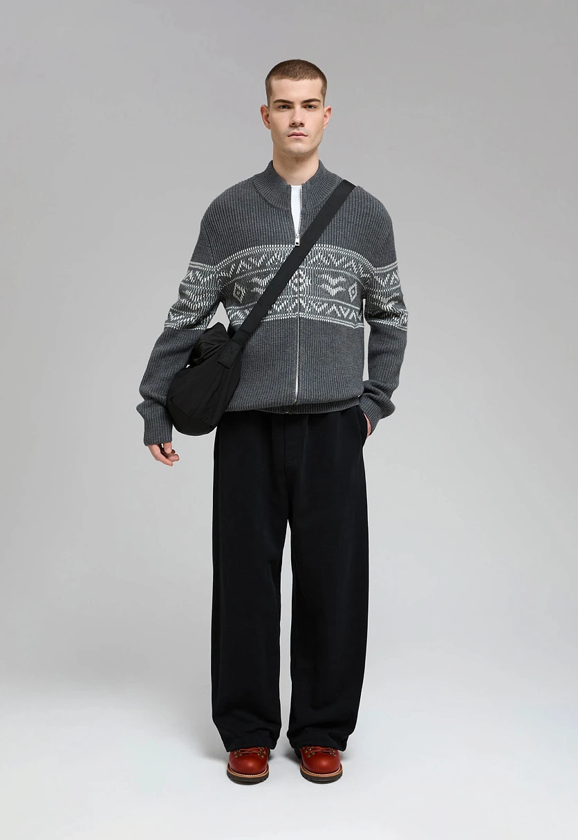 Wool Blend Zip-Up Cardigan