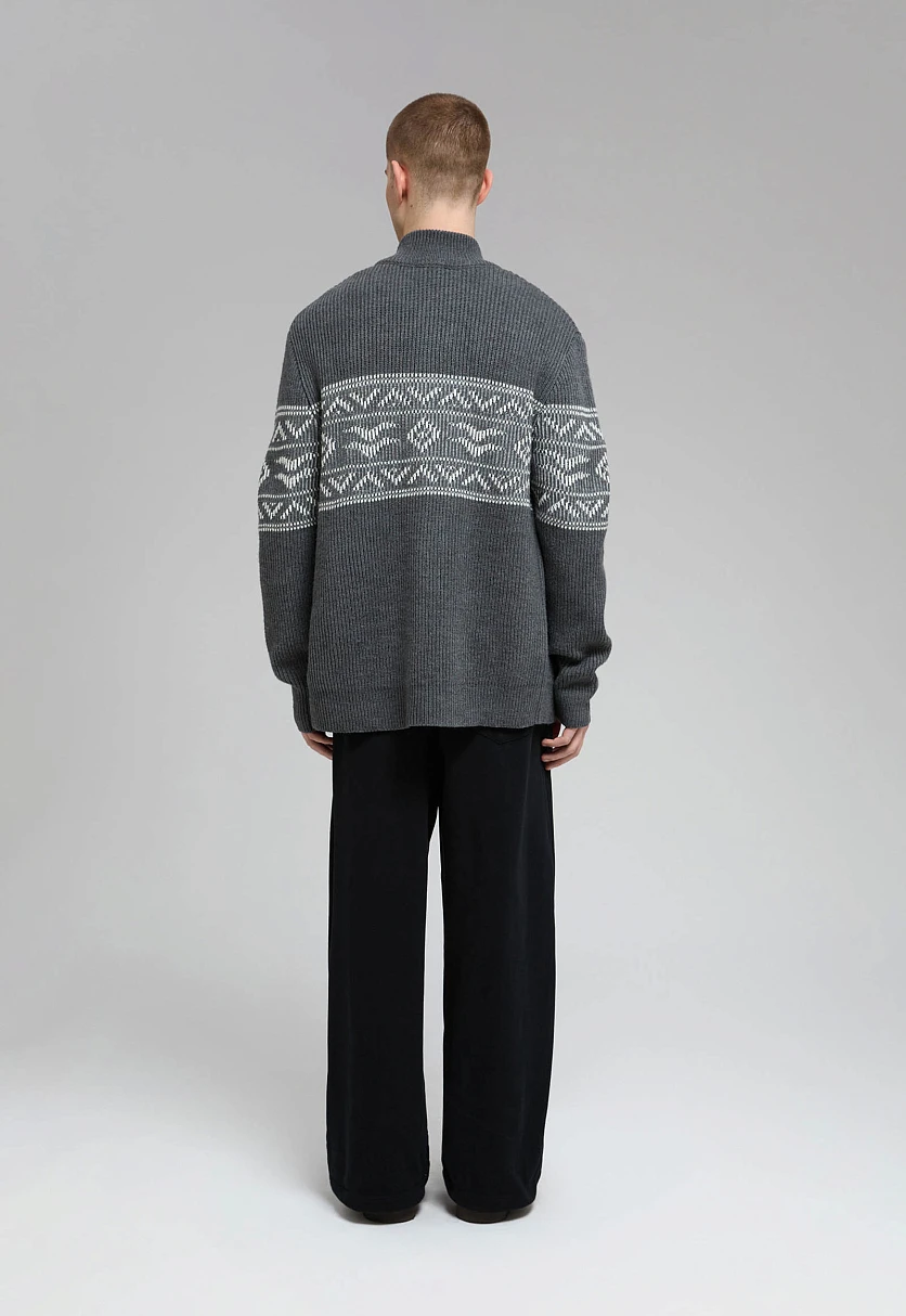 Wool Blend Zip-Up Cardigan