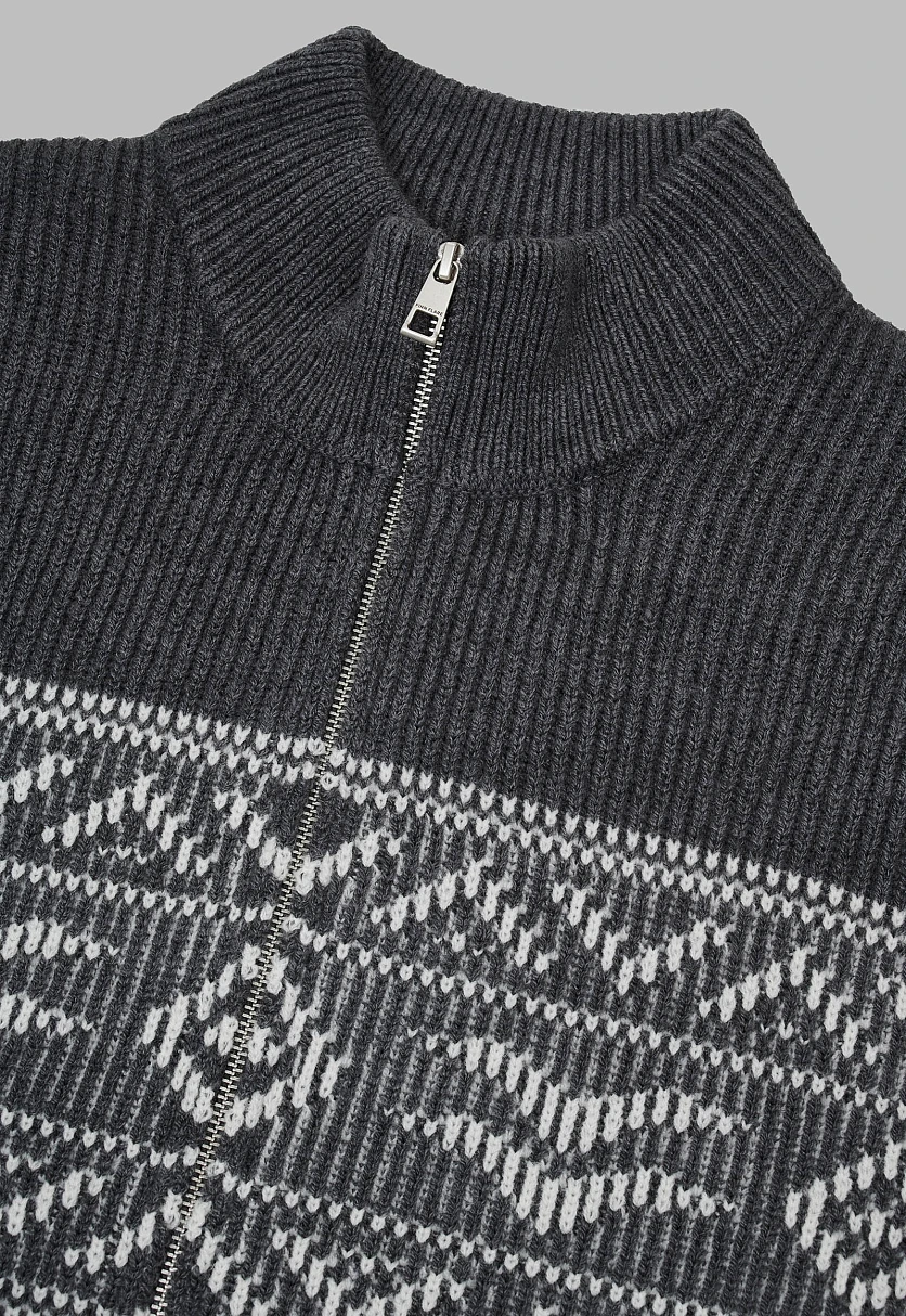 Wool Blend Zip-Up Cardigan