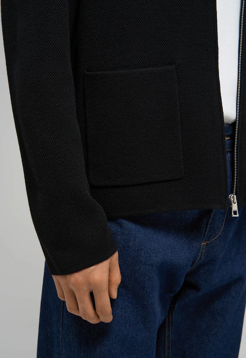 Zip-Up Cardigan with Stand Collar